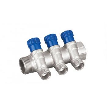 Sant Brass Manifolds With Stop Valves Blue FS4-1-1/2 Inch x 3, MFSV3-25153B